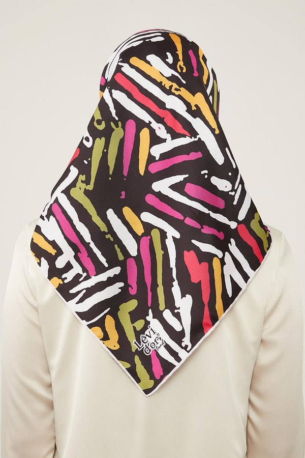 LevidorLevidor Siyah Fırça Desen Twill Eşarp