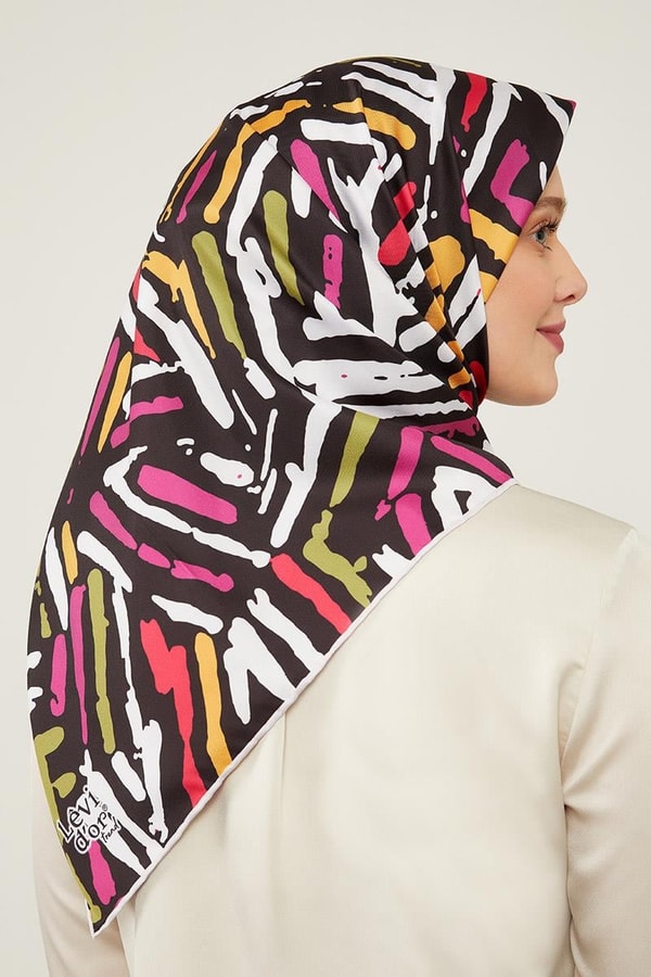 LevidorLevidor Siyah Fırça Desen Twill Eşarp