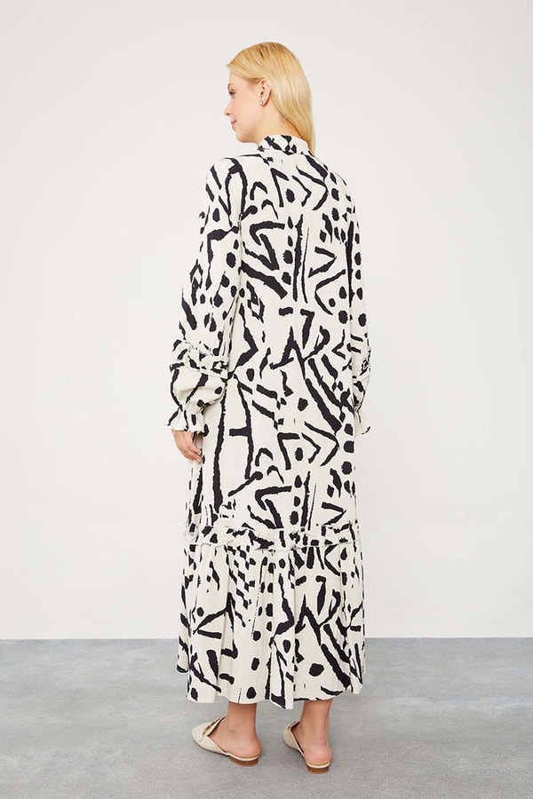 LevidorLevidor Siyah Fırfır Detaylı Gömlek Elbise