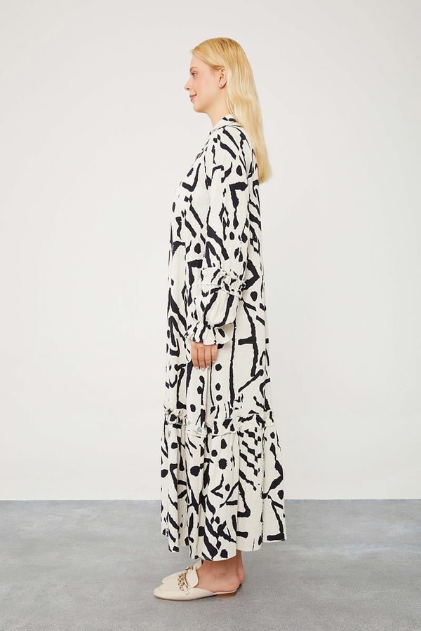 LevidorLevidor Siyah Fırfır Detaylı Gömlek Elbise