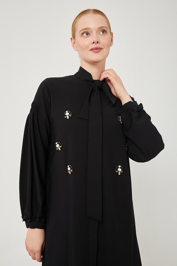 LevidorLevidor Siyah İşlemeli  Pantolonlu Tunik Takım