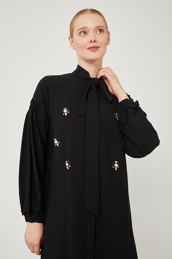 LevidorLevidor Siyah İşlemeli  Pantolonlu Tunik Takım