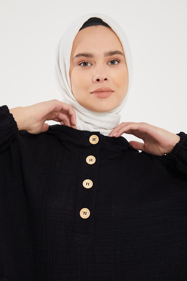 LevidorLevidor Siyah Kapşonlu Muslin Spor Takım