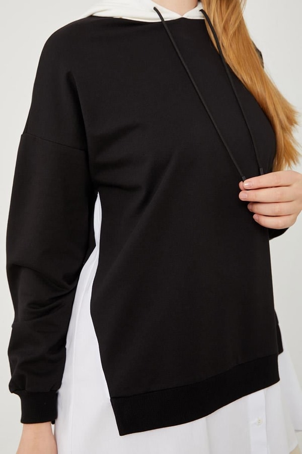 LevidorLevidor Siyah Kapuşonlu Gömlek Detaylı Sweat