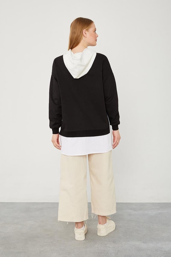 LevidorLevidor Siyah Kapuşonlu Gömlek Detaylı Sweat