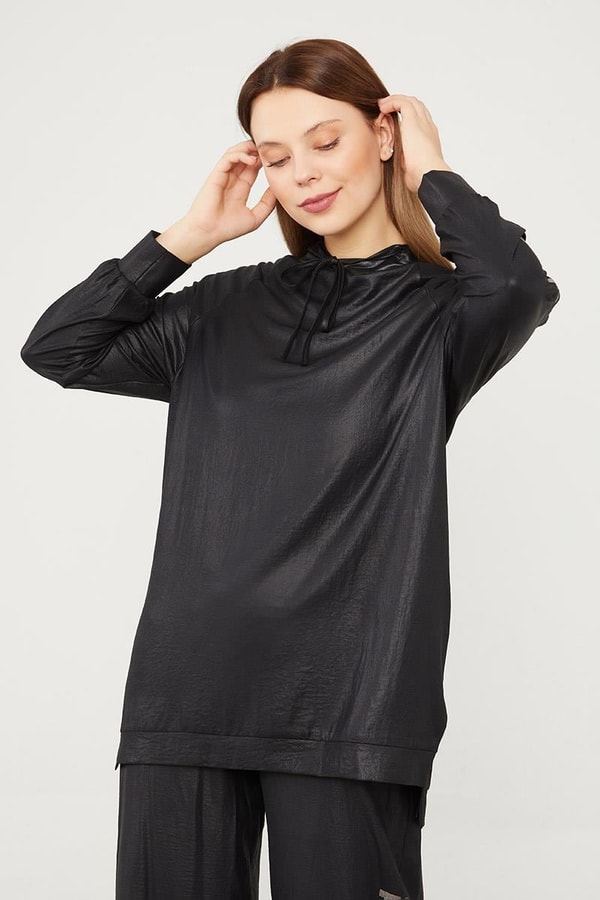 LevidorLevidor Siyah Kapüşonlu Kanguru Cepli Spor Takım