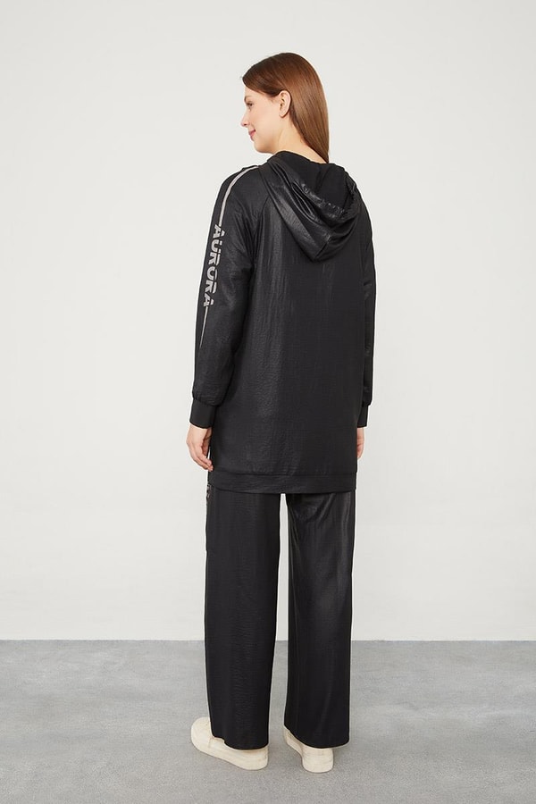 LevidorLevidor Siyah Kapüşonlu Kanguru Cepli Spor Takım