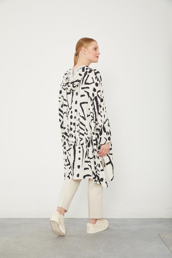 LevidorLevidor Siyah Kapüşonlu Püskül Detaylı Keten Tunik