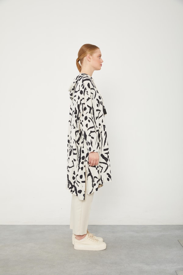 LevidorLevidor Siyah Kapüşonlu Püskül Detaylı Keten Tunik