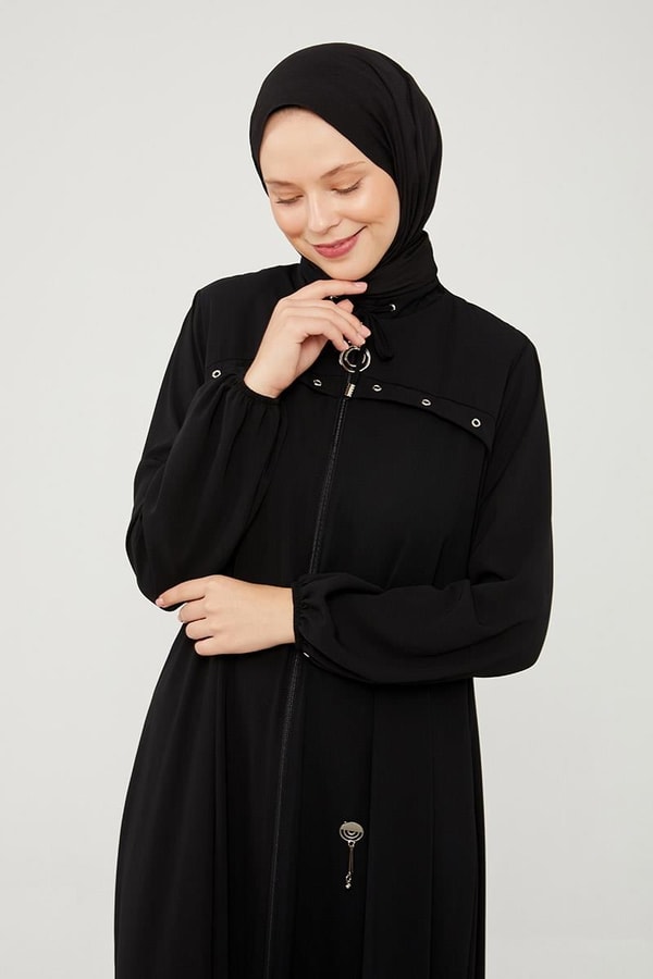 LevidorLevidor Siyah Kuş Gözü Detaylı Ferace