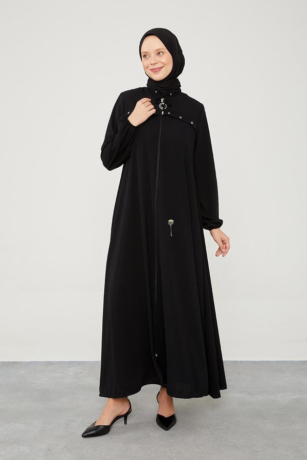 LevidorLevidor Siyah Kuş Gözü Detaylı Ferace