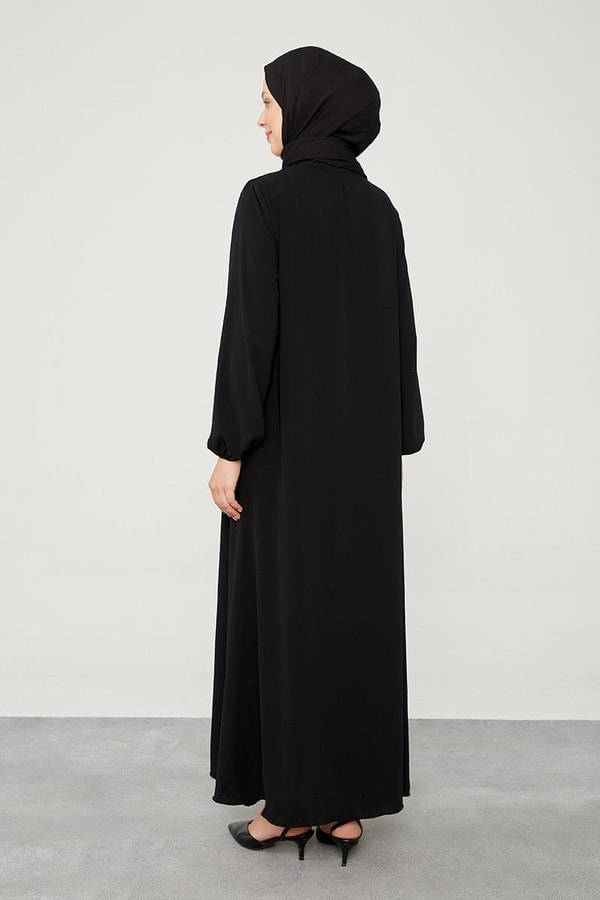 LevidorLevidor Siyah Kuş Gözü Detaylı Ferace