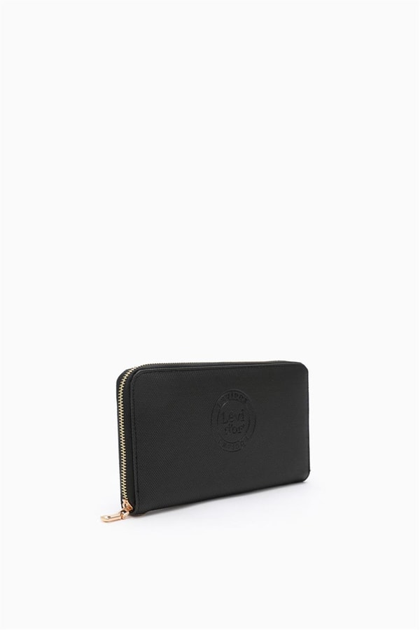 LevidorLevidor Siyah Monogram Baskılı Çok İşlevli Cüzdan