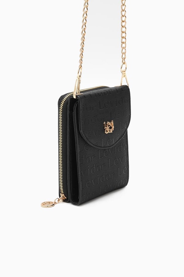 LevidorLevidor Siyah Monogram Baskılı Cüzdan