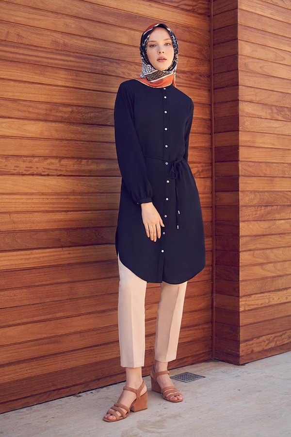 LevidorLevidor Siyah Önü Düğmeli Tunik