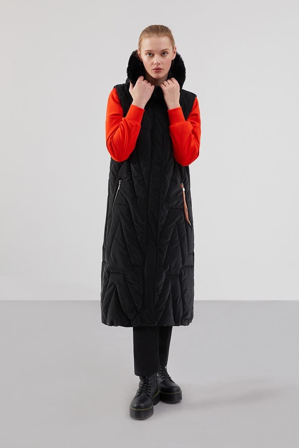 LevidorLevidor Siyah-Oranj Kapitone Yelek