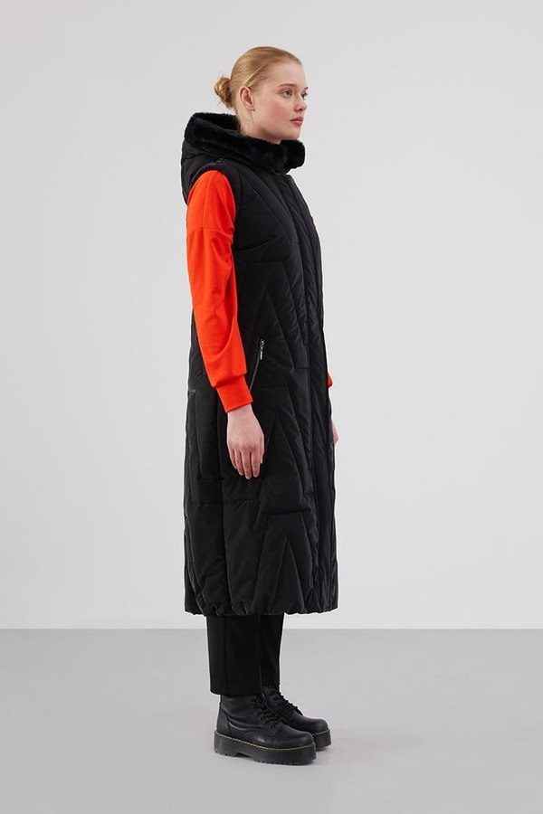 LevidorLevidor Siyah-Oranj Kapitone Yelek