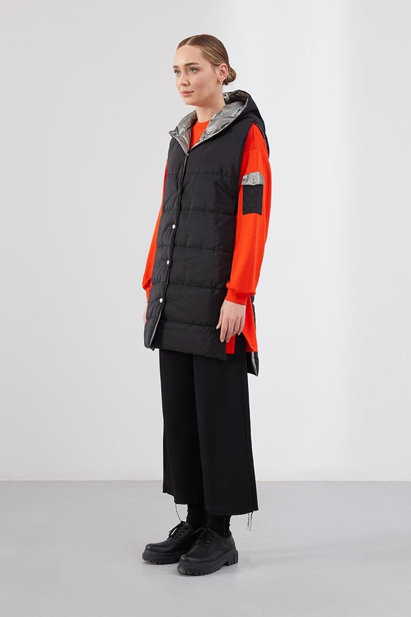 LevidorLevidor Siyah-Oranj Şişme Yelekli Sweat Spor Takım