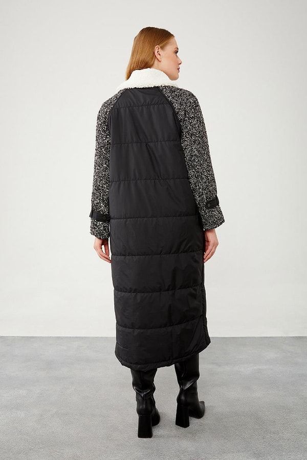 LevidorLevidor Siyah Örme Kollu Kapitone Şişme Mont