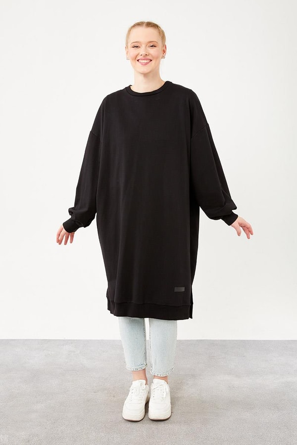 LevidorLevidor Siyah Oversize Uzun Sweat