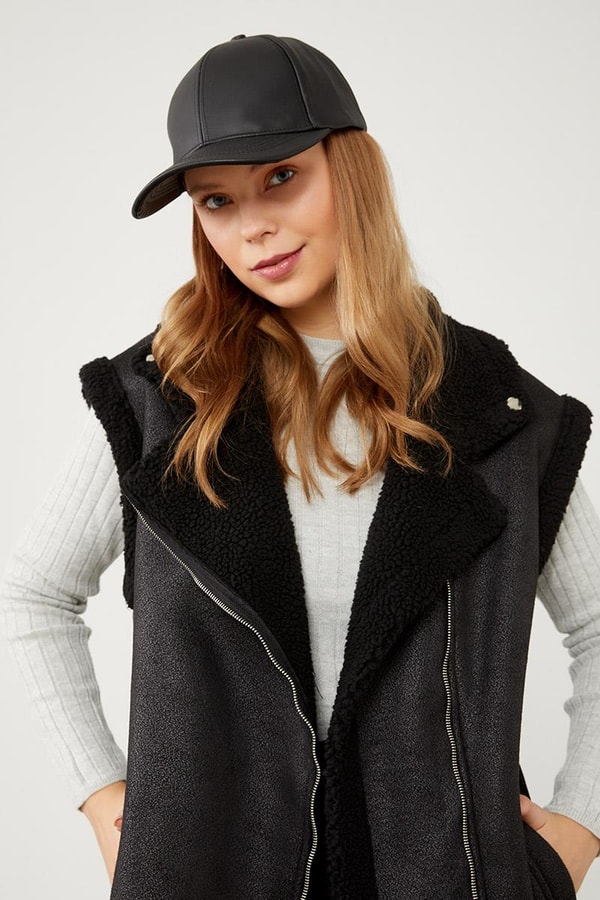 LevidorLevidor Siyah Peluş içli Deri Yelek