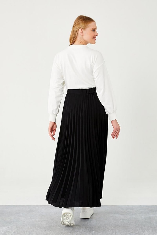 LevidorLevidor Siyah Pliseli Beli Lastikli Etek