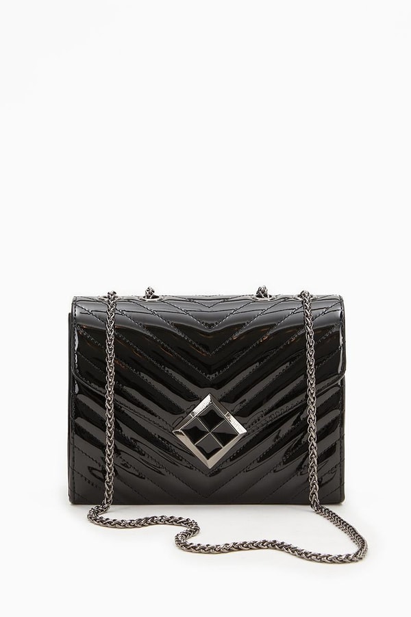 LevidorLevidor SİYAH RUGAN Zincir Askılı Çıt Kapamalı Omuz Çantası