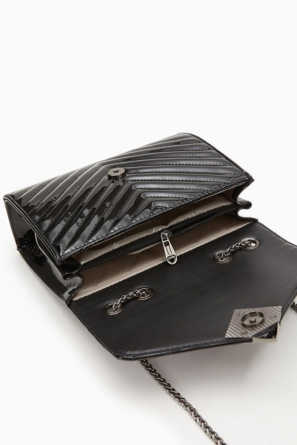 LevidorLevidor SİYAH RUGAN Zincir Askılı Çıt Kapamalı Omuz Çantası