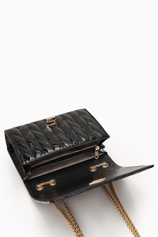 LevidorLevidor SİYAH RUGAN Zincir Saplı Kabartma Desen Omuz Çantası