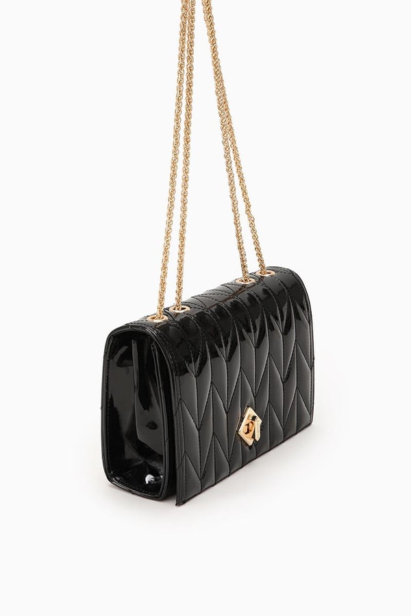 LevidorLevidor SİYAH RUGAN Zincir Saplı Kabartma Desen Omuz Çantası