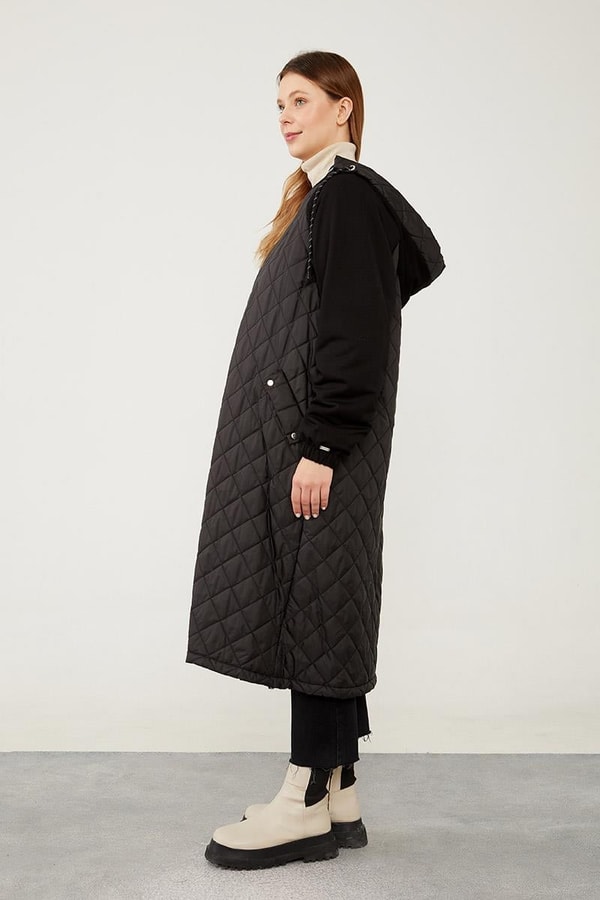 LevidorLevidor Siyah-Siyah Kapitone Fermuar Kapamalı Kap