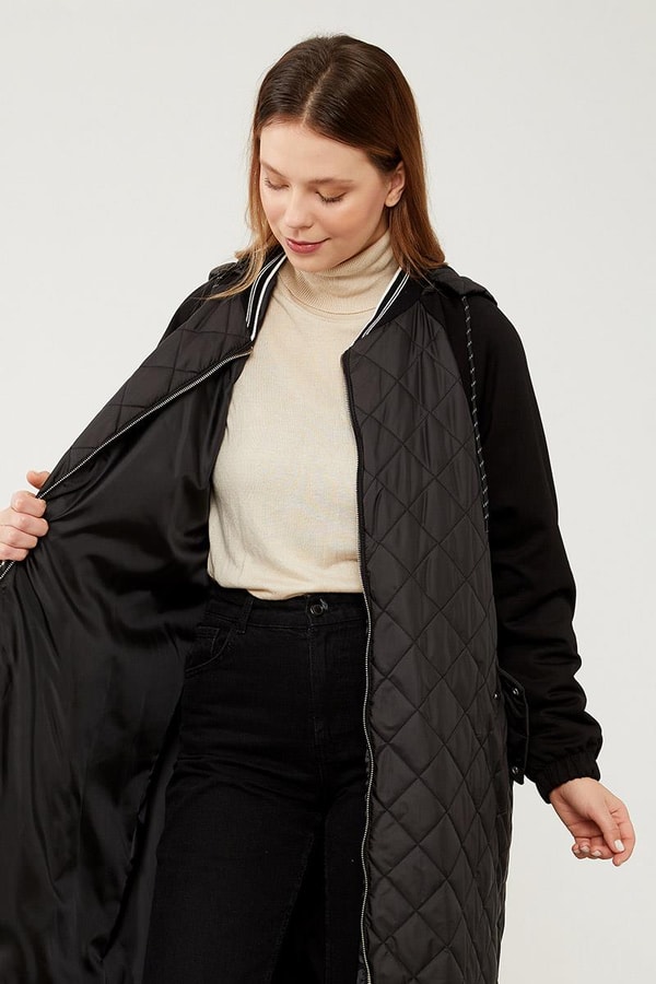 LevidorLevidor Siyah-Siyah Kapitone Fermuar Kapamalı Kap