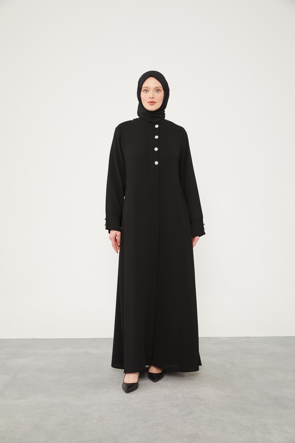 LevidorLevidor Siyah Taş Düğmeli Bisiklet Yaka Ferace