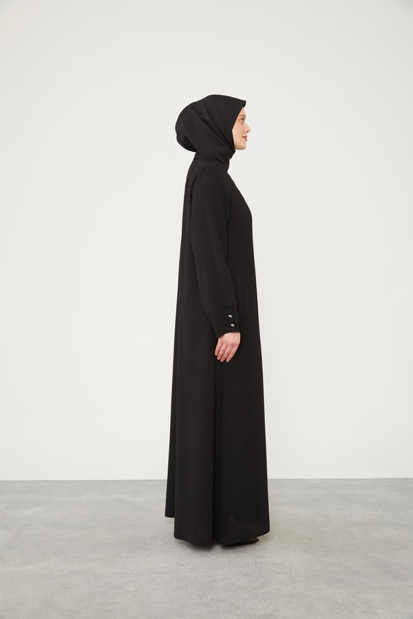 LevidorLevidor Siyah Taş Düğmeli Bisiklet Yaka Ferace