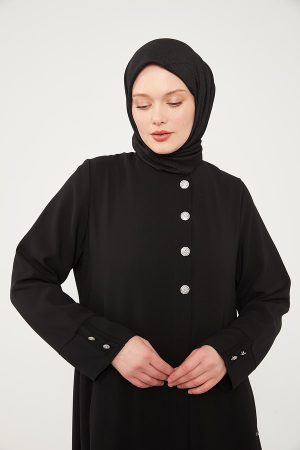 LevidorLevidor Siyah Taş Düğmeli Bisiklet Yaka Ferace