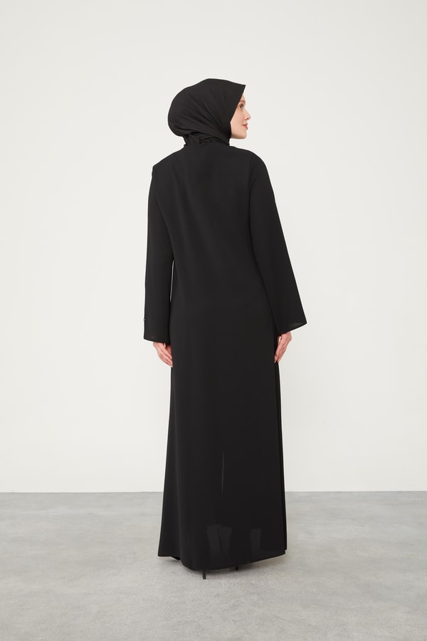 LevidorLevidor Siyah Taş İşlemeli Bisiklet Yaka Ferace