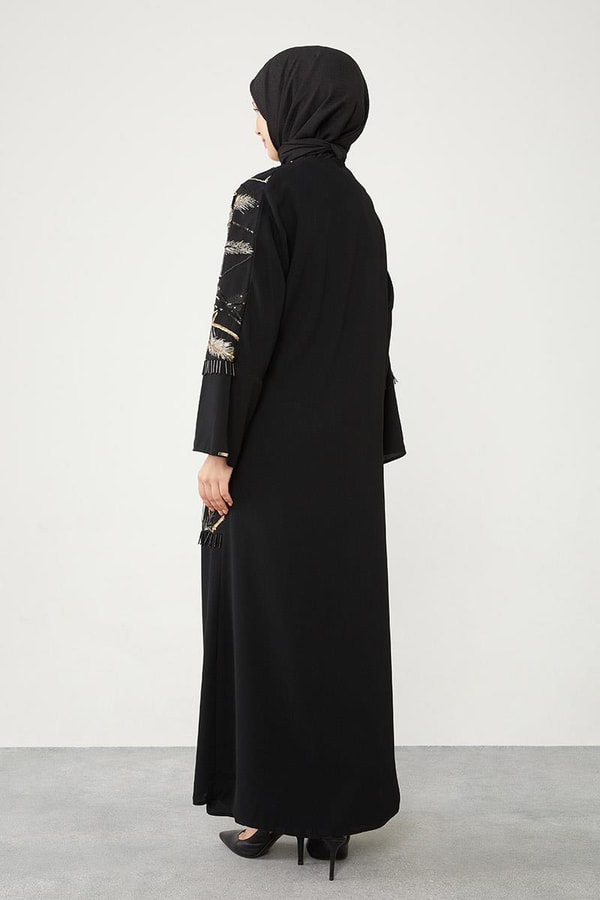 LevidorLevidor Siyah Taş İşlemeli Ferace