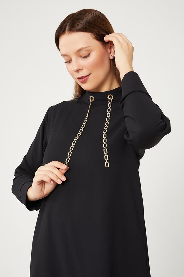 LevidorLevidor Siyah Taş Zincir Aksesuarlı İkili Takım