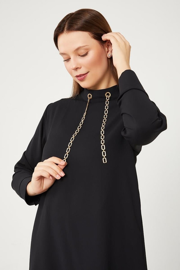 LevidorLevidor Siyah Taş Zincir Aksesuarlı İkili Takım