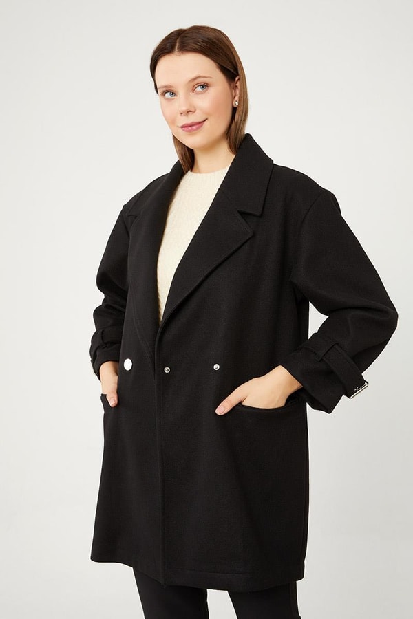 LevidorLevidor Siyah Tek Düğmeli Astarsız Kısa Kaşe Kaban