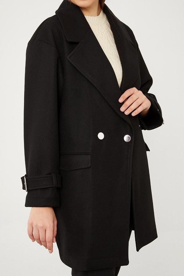 LevidorLevidor Siyah Tek Düğmeli Astarsız Kısa Kaşe Kaban