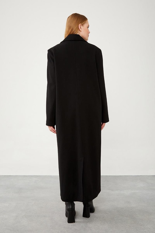 LevidorLevidor Siyah Uzun Kaşe Kaban