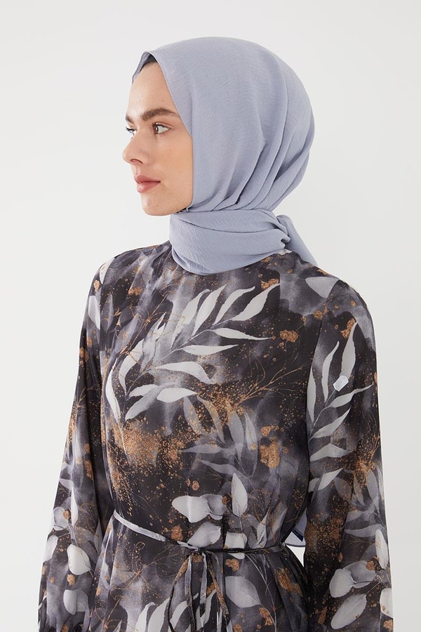 LevidorLevidor Siyah YAPRAK DESEN ŞİFON ELBİSE