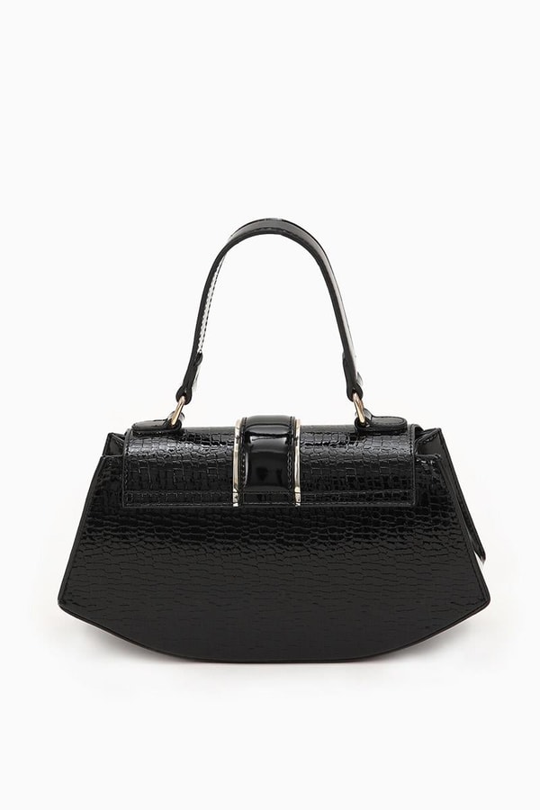 LevidorLevidor Siyah Yılan Deri Desenli El Çantası