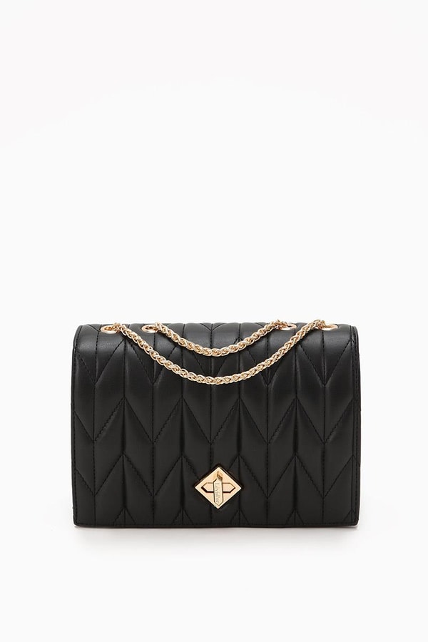 LevidorLevidor Siyah Zincir Saplı Kabartma Desen Omuz Çantası