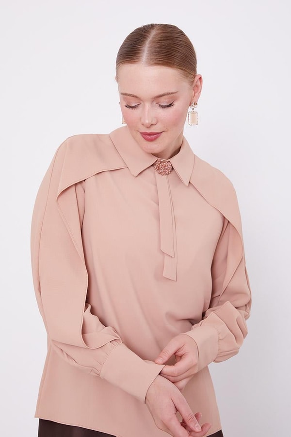 LevidorLevidor Somon Yaka Taş Detaylı Bluz