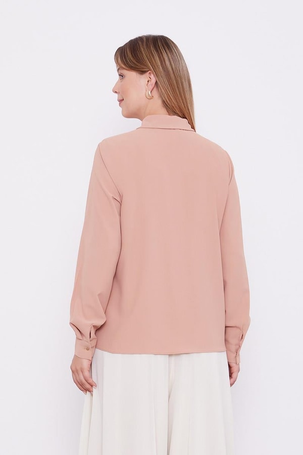 LevidorLevidor Somon Yakası Fular Broş Detaylı Bluz