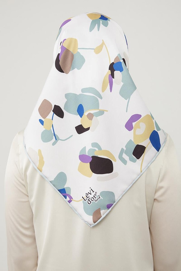 LevidorLevidor Su Yeşili Asimetrik Deseni Twill Eşarp