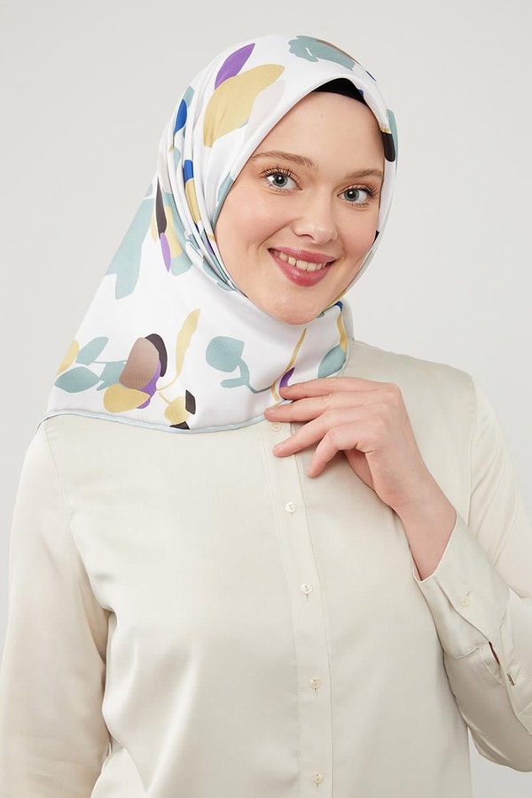 LevidorLevidor Su Yeşili Asimetrik Deseni Twill Eşarp