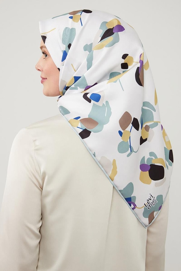 LevidorLevidor Su Yeşili Asimetrik Deseni Twill Eşarp